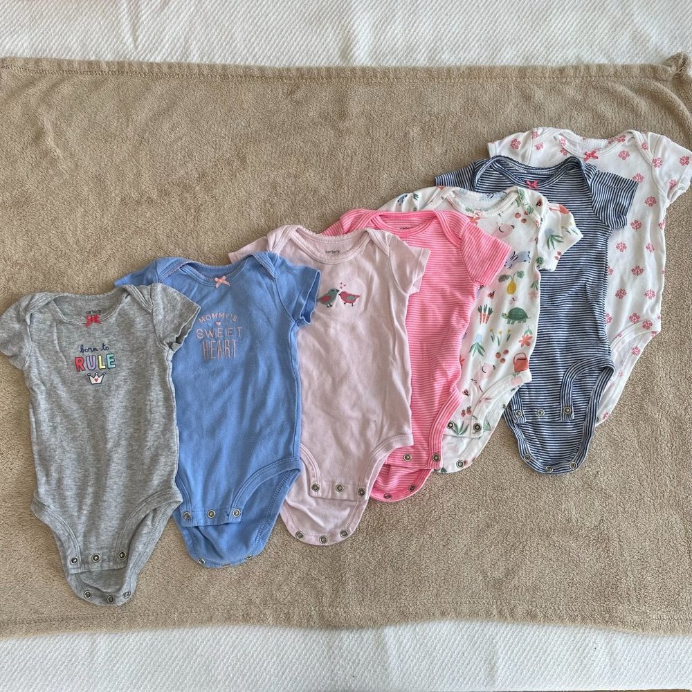 Carter's Baby Girl Spring Short Sleeve Onesies Bodysuit Lot 3 Month 3M